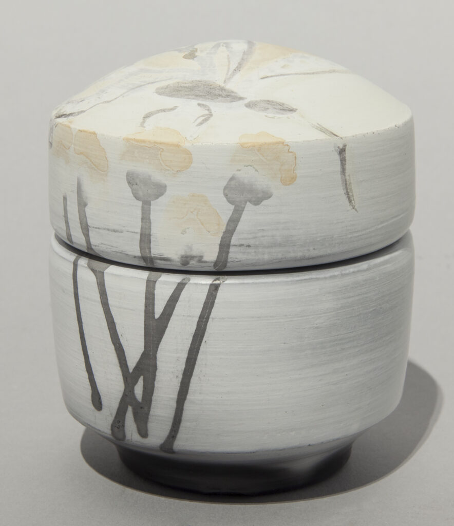 image of Patricia Kochaver's - White/Grey/Orange Saggar Fired Stoneware Box #17