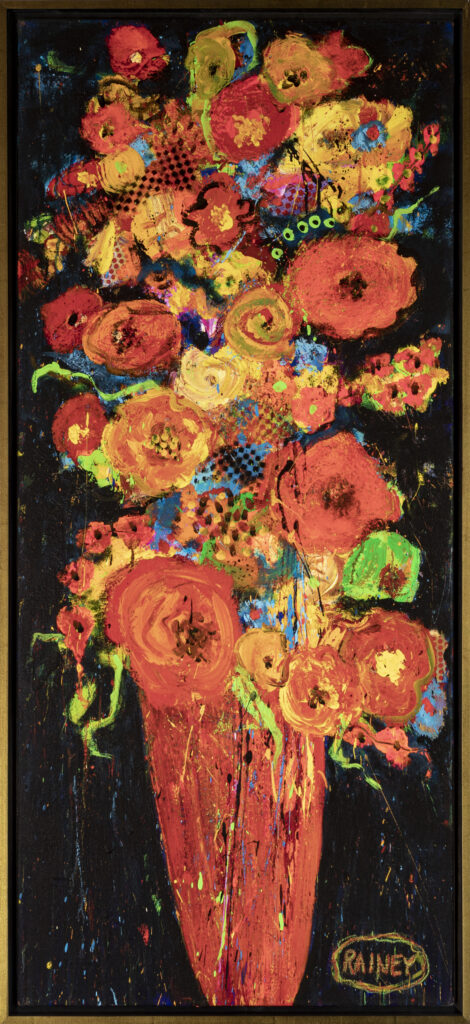 image of William Rainey's - Red Flowers in a Red Vase
