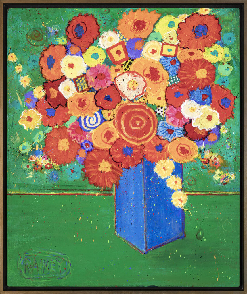 image of William Rainey's - Celebration Flowers in a Blue Vase
